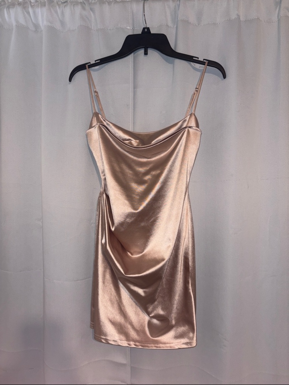 Lucy in the Sky Champagne Satin Cowl Mini Dress